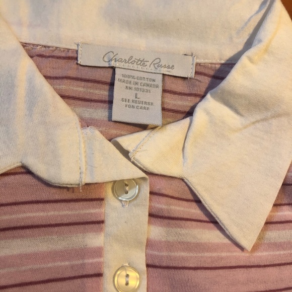 Charlotte Russe Striped collar tee - Picture 2 of 2